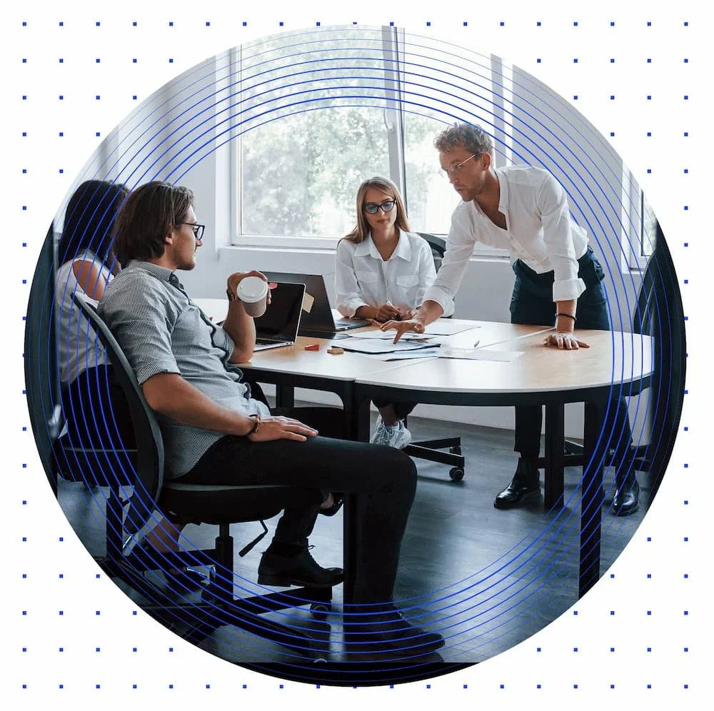 colleagues meeting over table